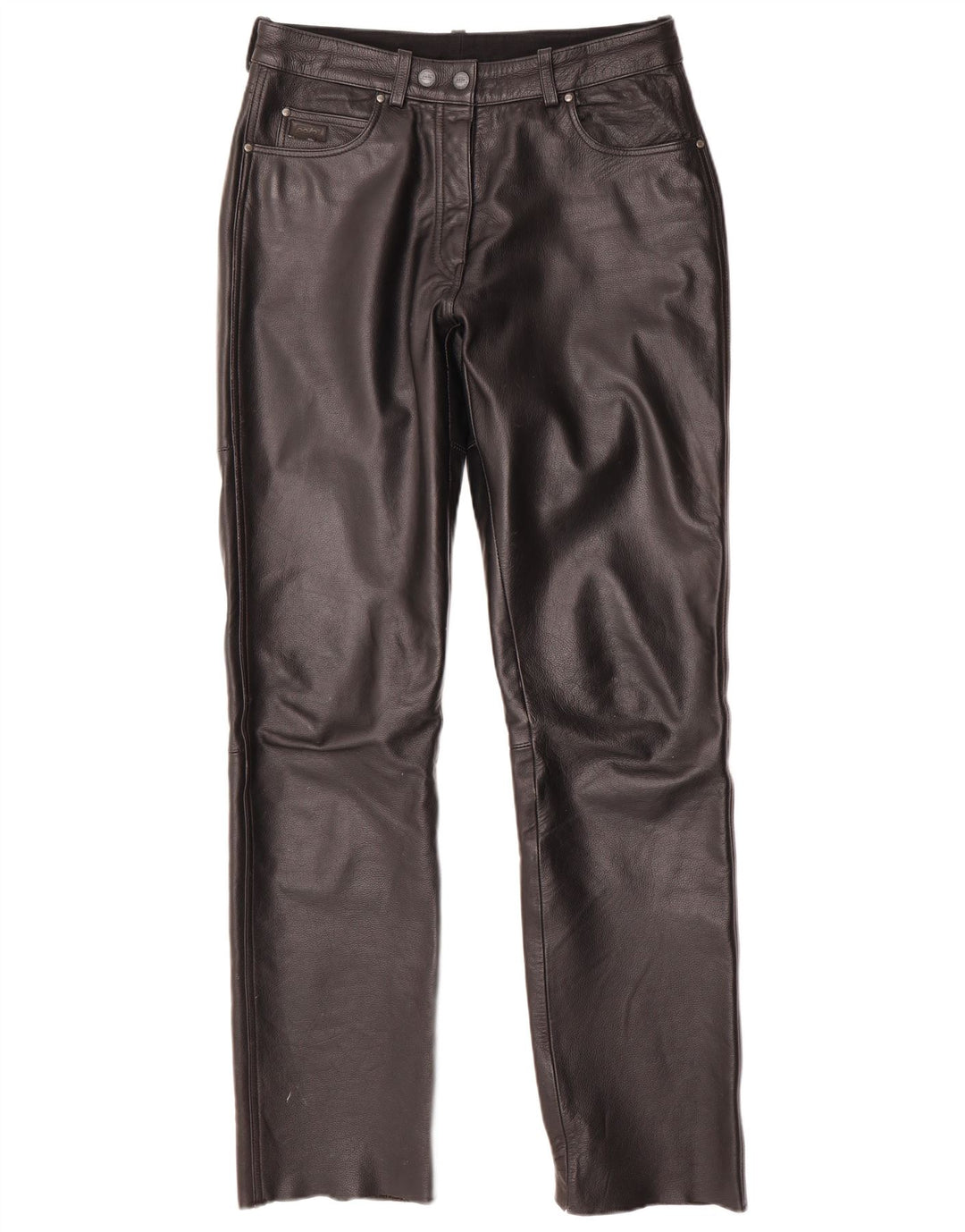 POLO Damen gerade Lederhose IT 44 Medium W30 L33 Schwarzes Leder