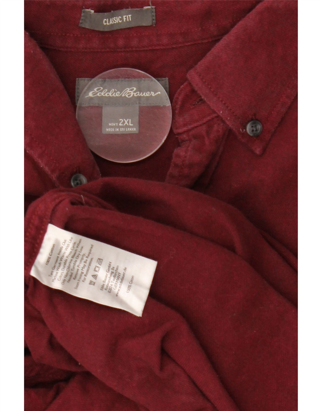 EDDIE BAUER Herren-Flanellhemd mit klassischer Passform, 2XL, Burgunderrot, Baumwolle
