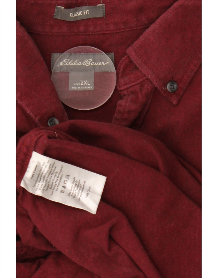 EDDIE BAUER Herren-Flanellhemd mit klassischer Passform, 2XL, Burgunderrot, Baumwolle