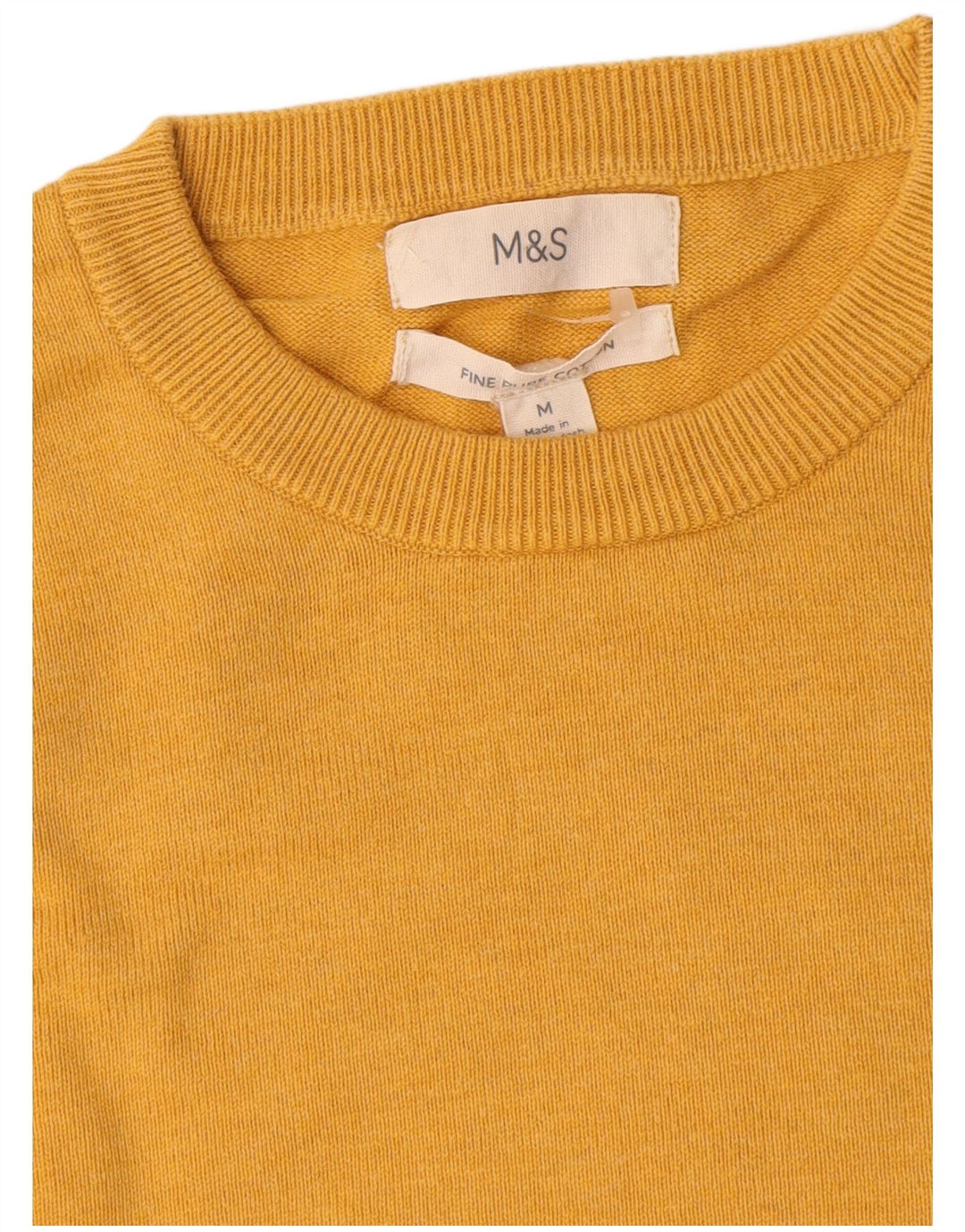 Marks & Spencer Herren-Pullover mit Rundhalsausschnitt, mittelgelbe Baumwolle