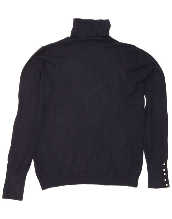 Zara Damen Rollkragenpullover UK 18 XL Marineblaue Viskose