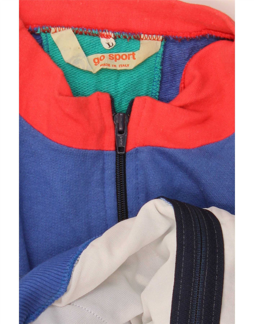 Vintage Herren-Trainingsanzug-Top-Jacke, groß, blau, Farbblock