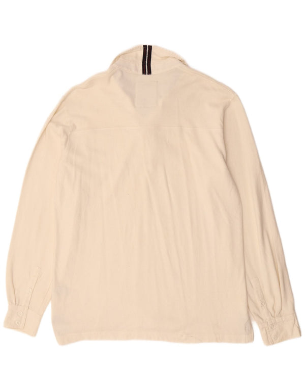 CREW CLOTHING Herren-Langarm-Poloshirt, groß, weiße Baumwolle