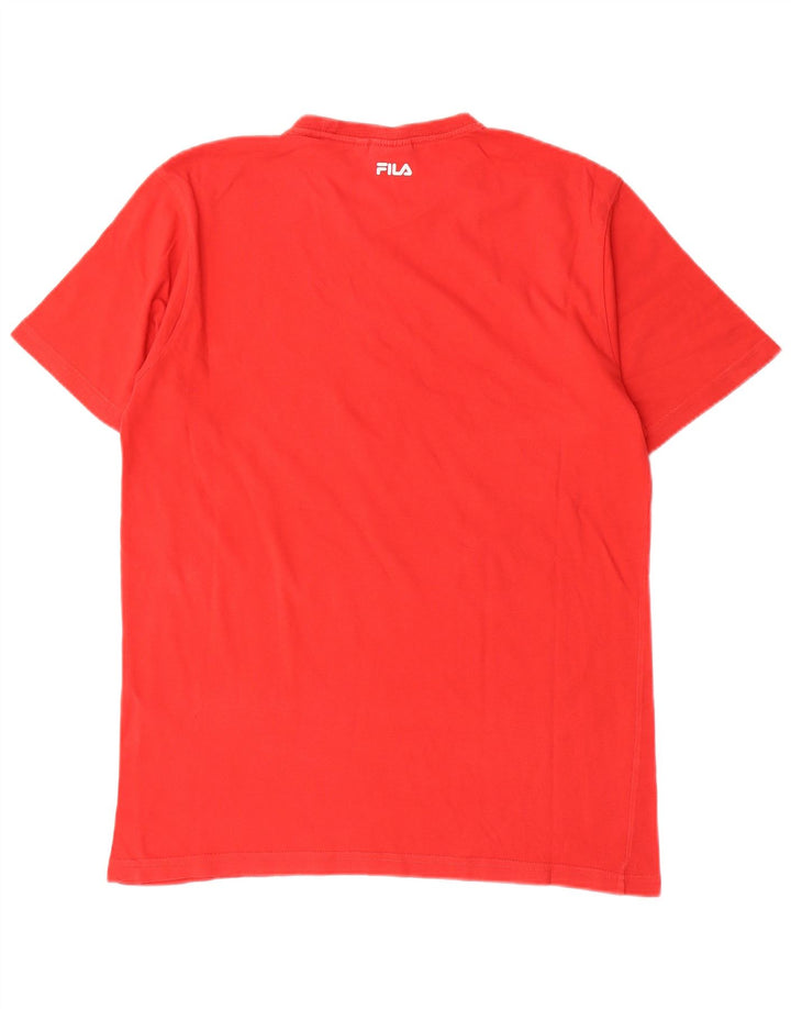 Fila Herren Grafik-T-Shirt-Oberteil aus mittelroter Baumwolle