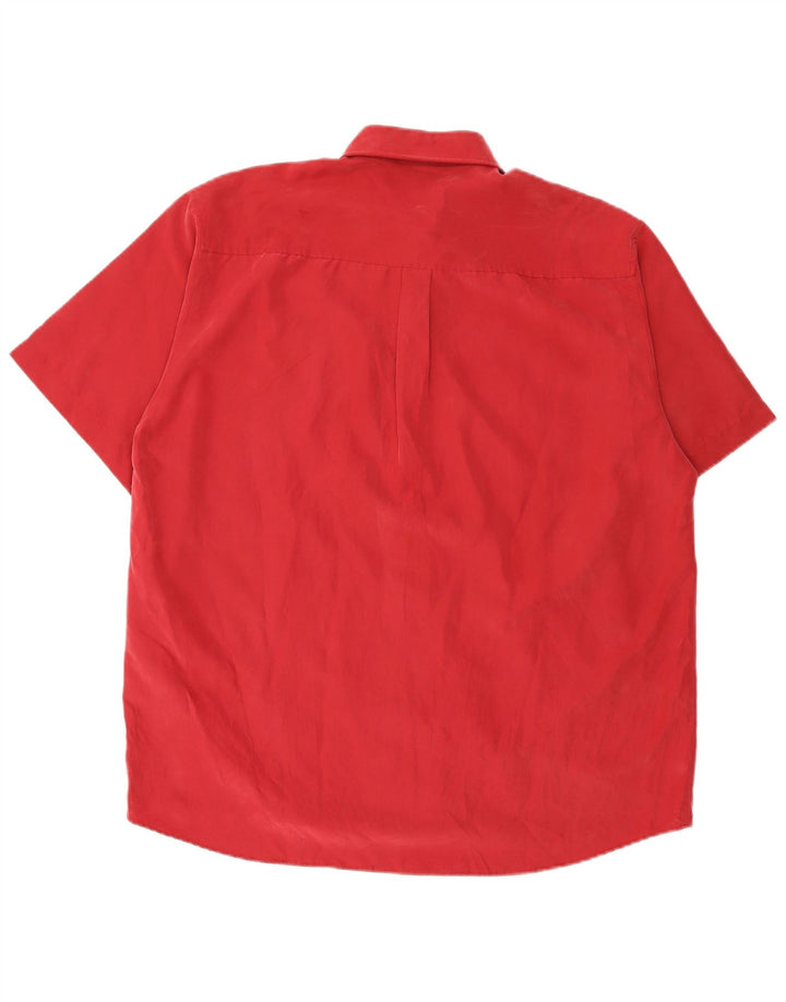 VIA CORTESA Mens Short Sleeve Shirt Size 43/44 XL Red Polyester