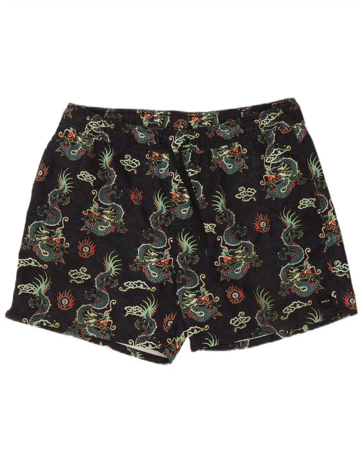 RVCA Herren-Badeshorts mit abstraktem Muster, XL, Schwarz, Fair-Isle-Polyester