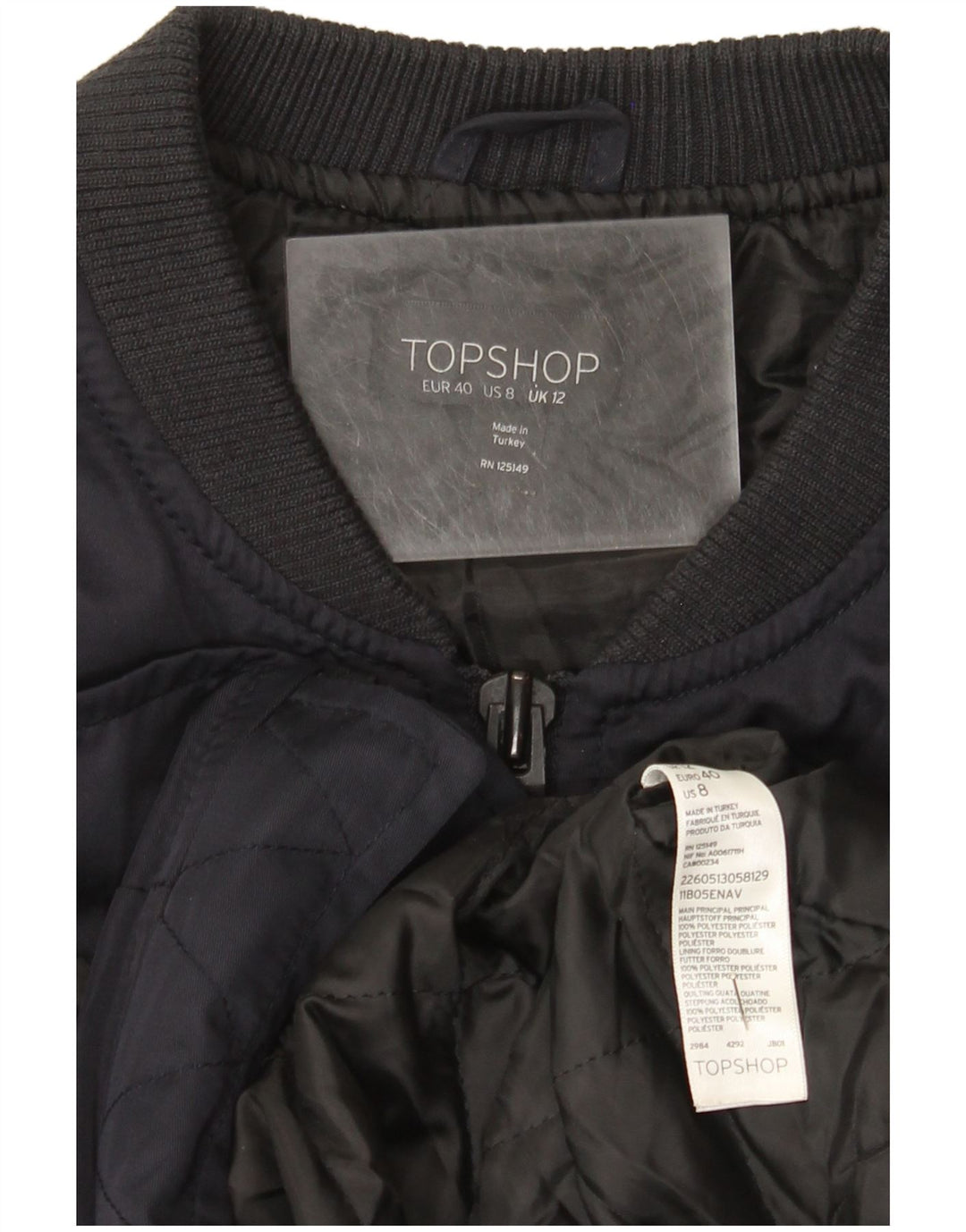 Topshop Damen Bomberjacke UK 12 Medium Marineblau Polyester