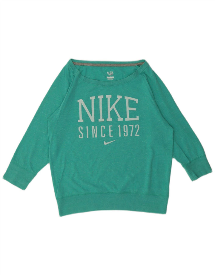 Nike Womens Graphic Top 3/4 Ärmel UK 14 Mittelgrün meliert