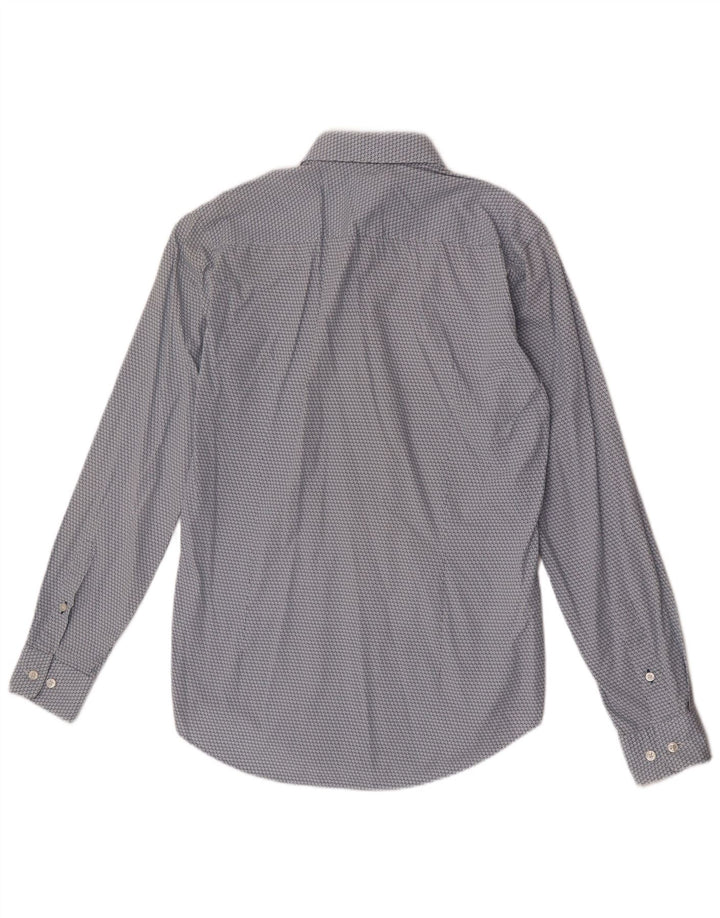 Hugo Boss Herren-Hemd mit abstraktem Muster, schmale Passform, klein, aus blauer Baumwolle