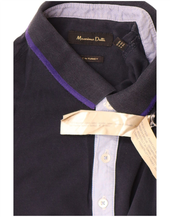 MASSIMO DUTTI Herren Poloshirt XL Marineblau Baumwolle