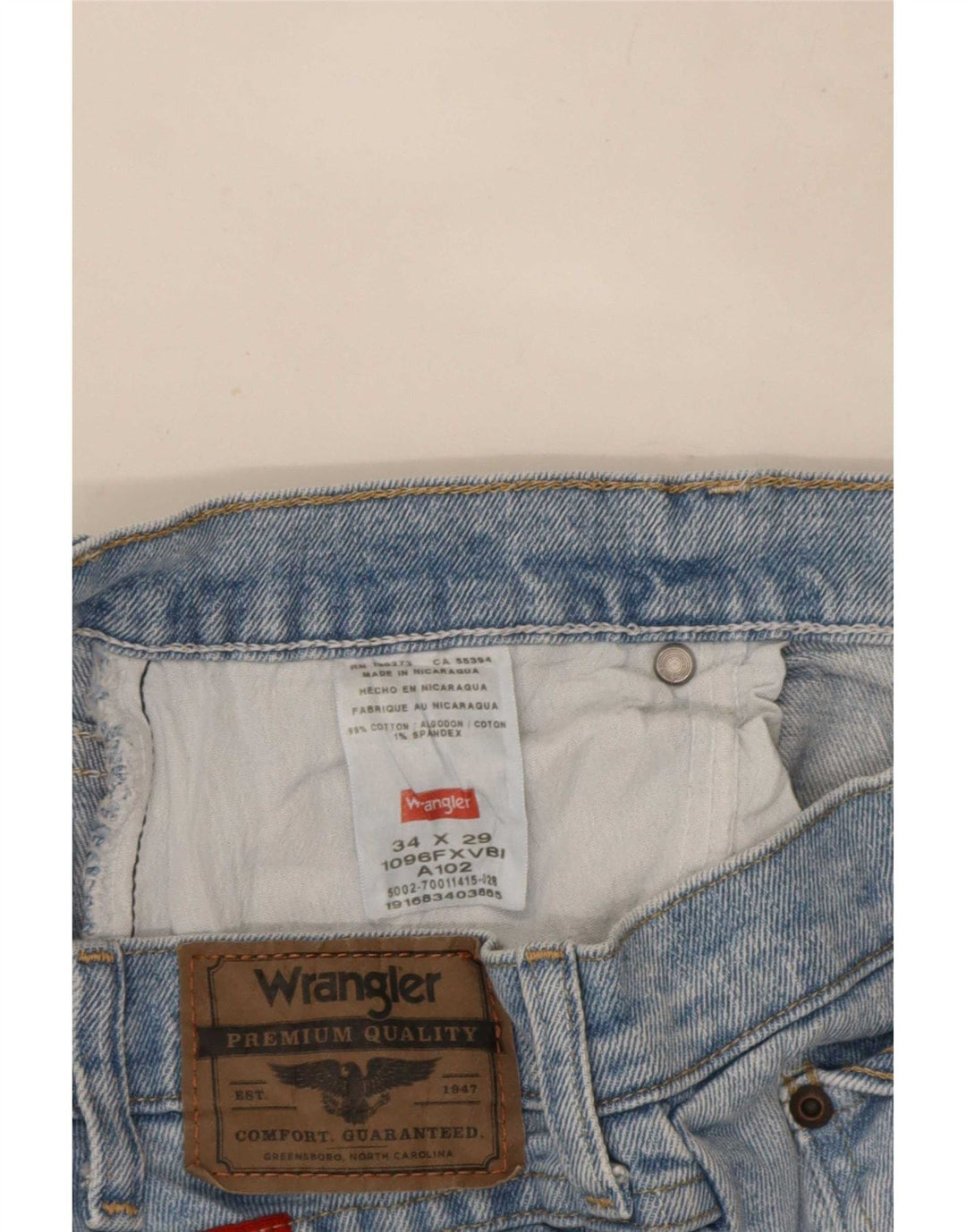 Wrangler Herren-Crop-Jeans W34 L23 Blaue Baumwolle