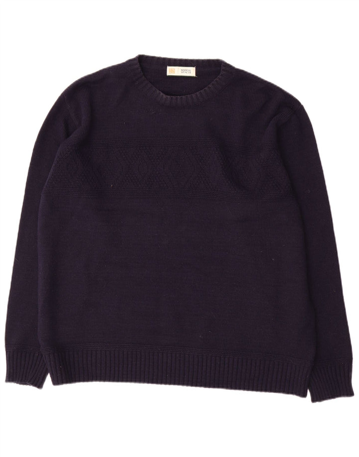 Marks & Spencer Herren-Pullover mit U-Boot-Ausschnitt, groß, marineblaues Acryl