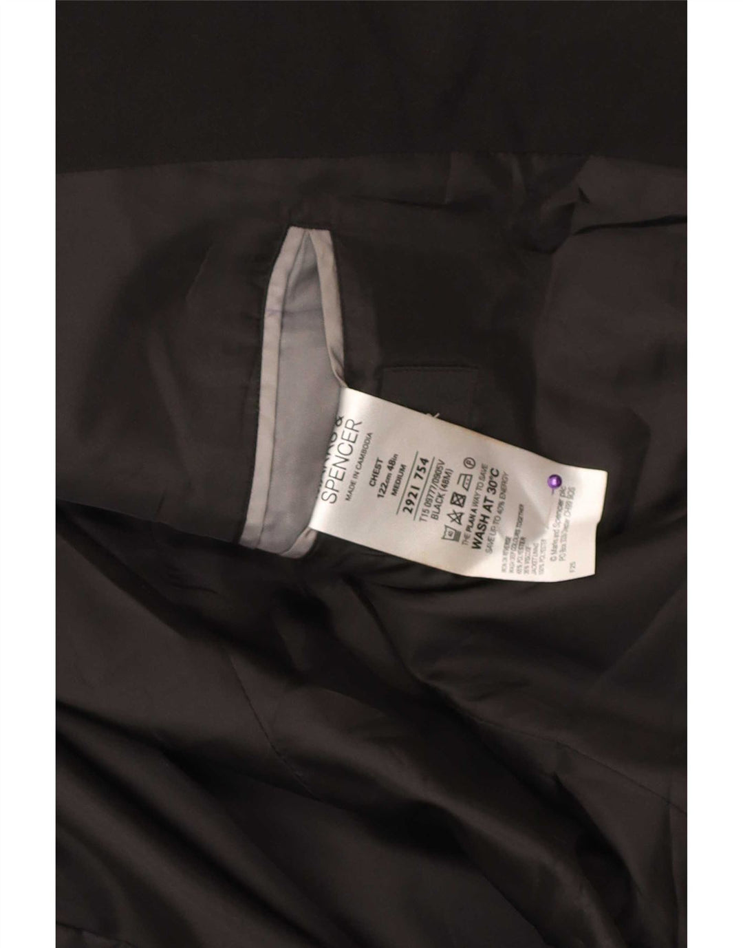 Marks & Spencer Herren-Blazer mit 2 Knöpfen, UK 48, 2XL, Schwarz, Polyester