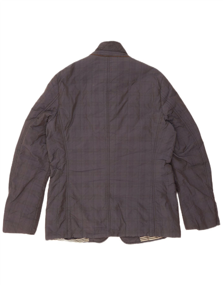 Massimo Dutti Herren-Utility-Jacke UK 40 Large Marineblau kariertes Acetat