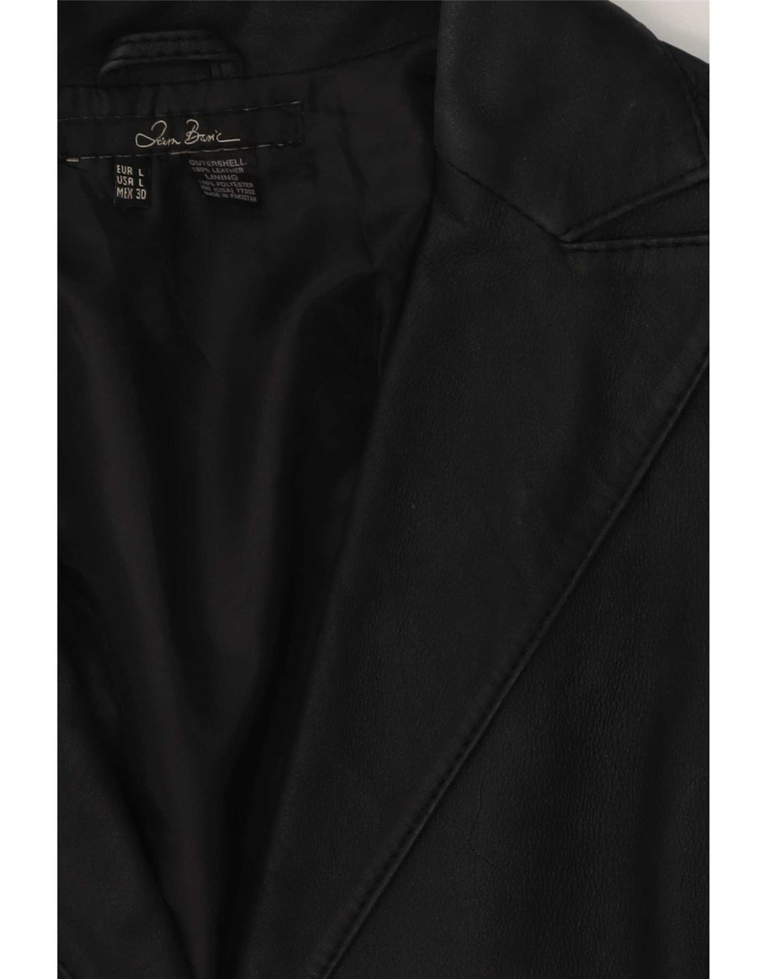 Zara Damen 2-Knopf-Lederblazerjacke UK 16 Large Schwarz