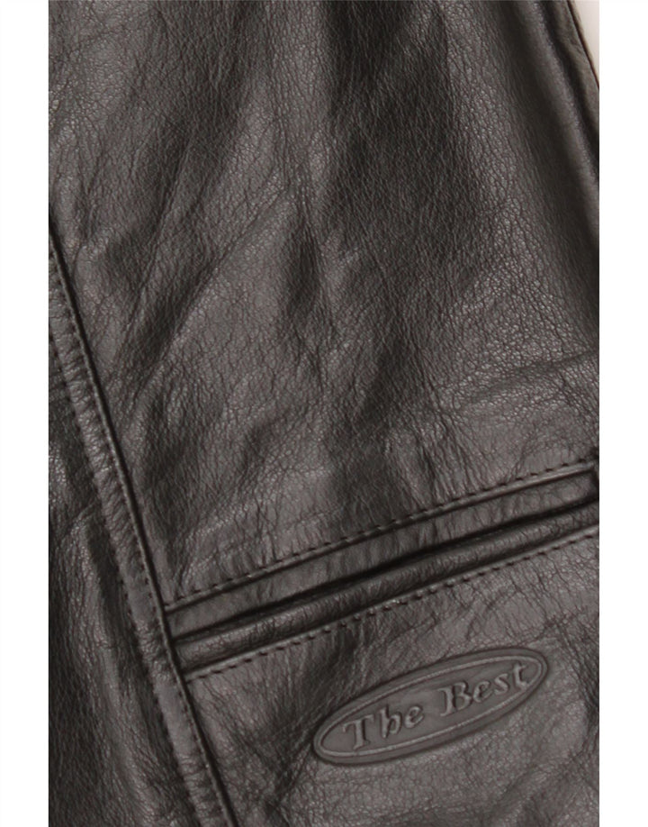 VINTAGE Herren Lederweste Medium Schwarz