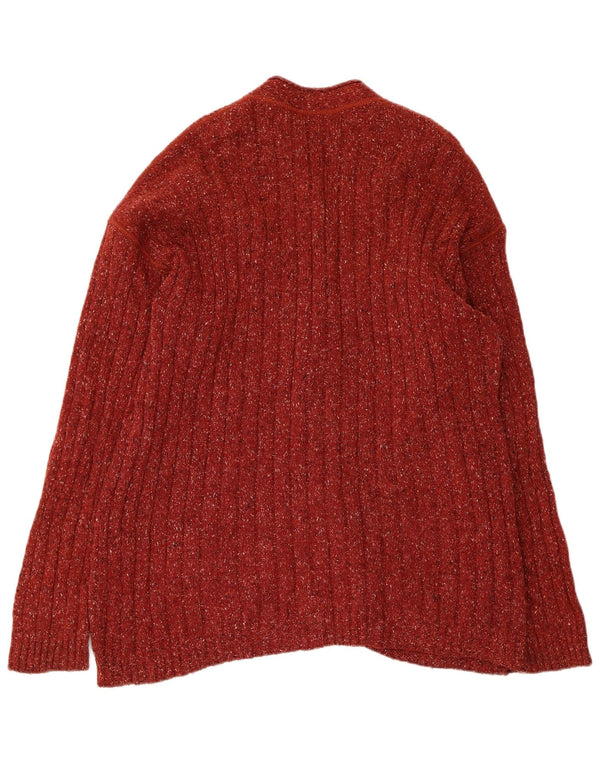 Stefanel Womens Cardigan Sweater UK 16 Large Red Flecked Wool