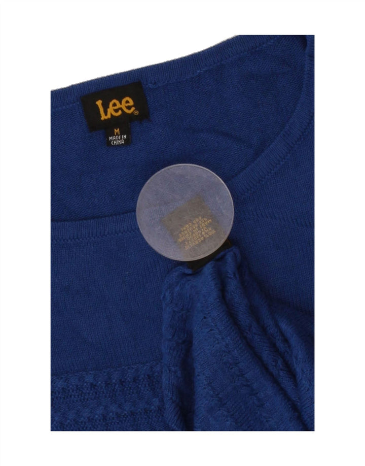 LEE Womens Boat Neck Jumper Sweater UK 12 Medium Blue Acrylic Vintage Lee and Second-Hand Lee from Messina Hembry 