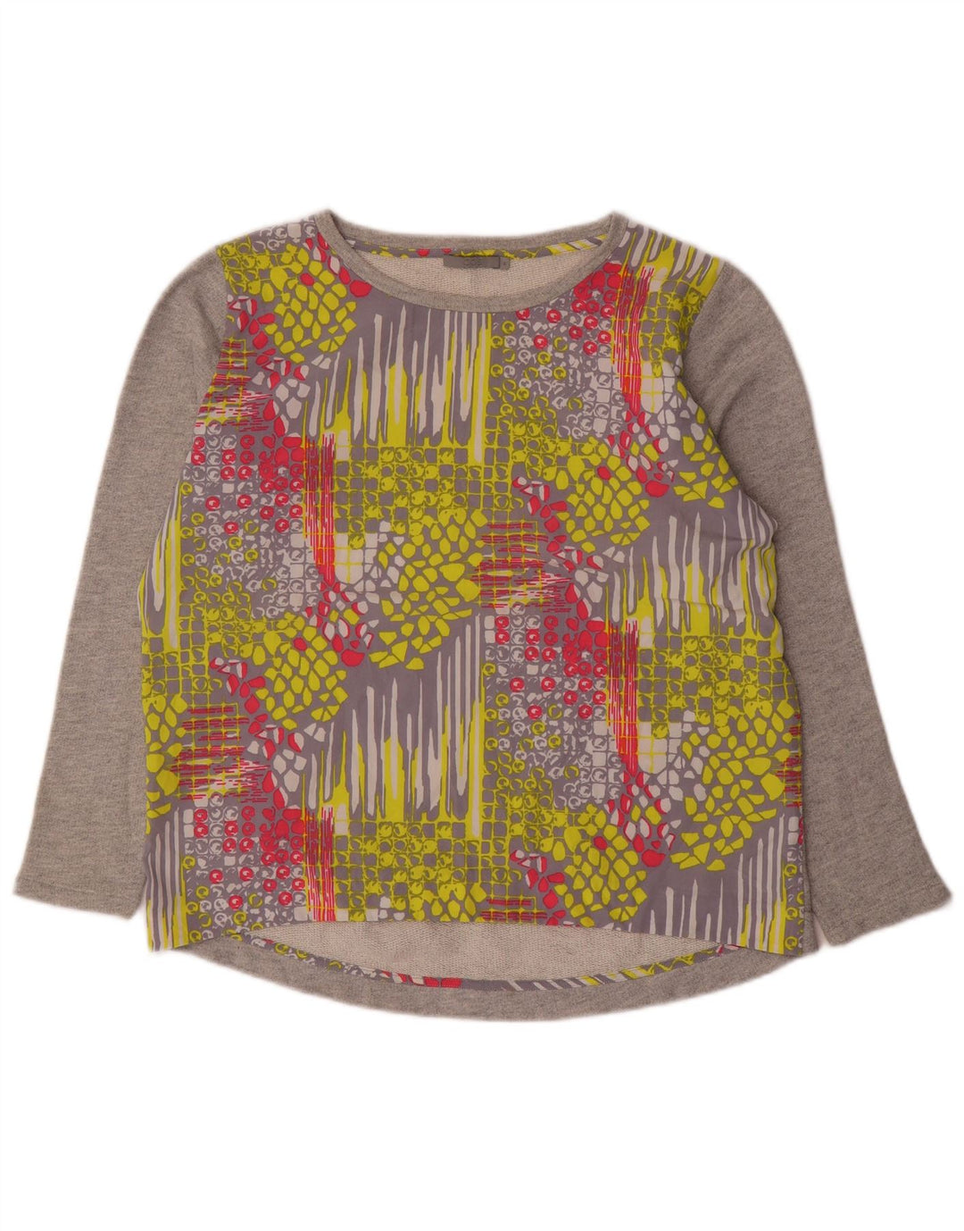 Cos Womens Sweatshirt Pullover UK 14 Mittelgraue geometrische Baumwolle