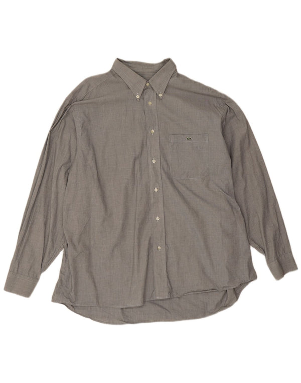 Lacoste Herrenhemd Größe 45 XL Graue Baumwolle
