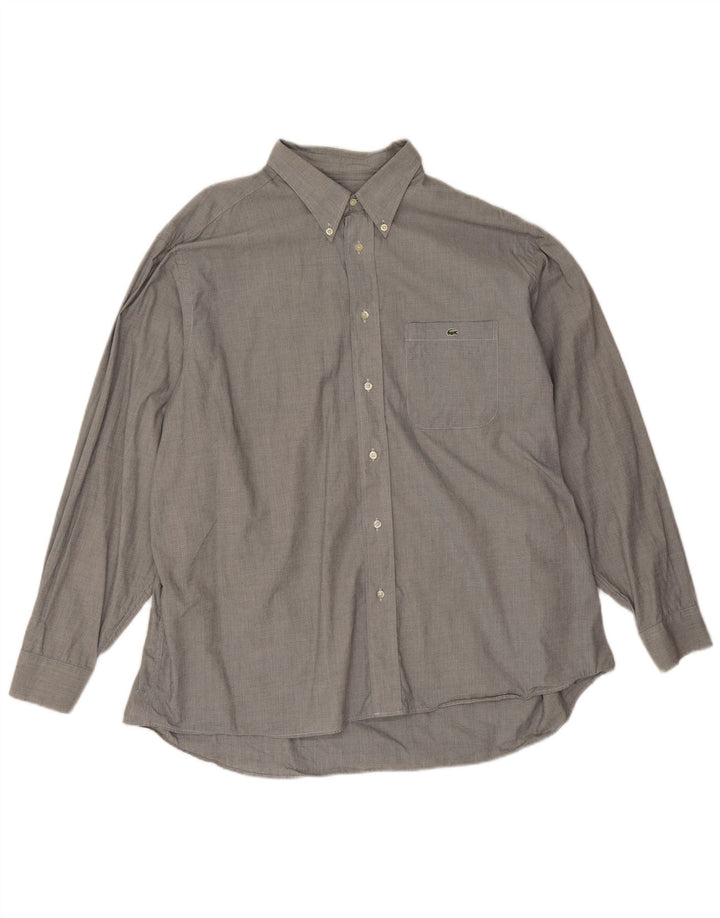 Lacoste Herrenhemd Größe 45 XL Graue Baumwolle