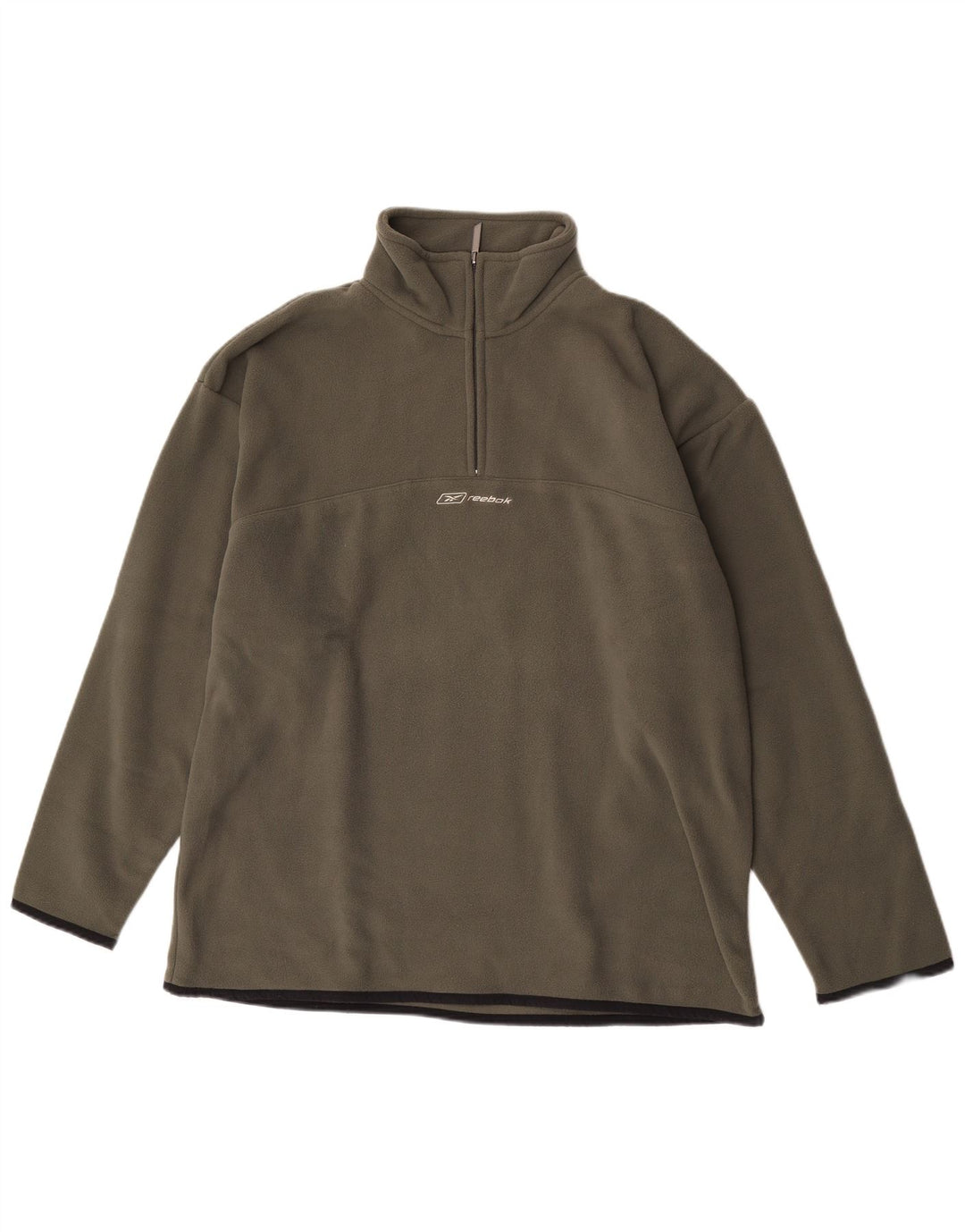Reebok Herren-Fleecepullover mit Reißverschluss am Hals, groß, Khaki, Polyester