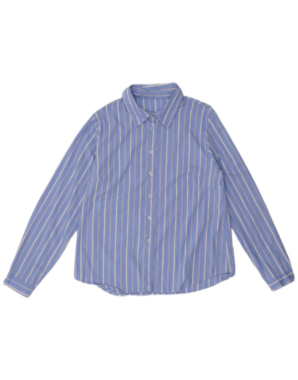 Vintage Damen Shirt UK 18 XL blau gestreift Baumwolle