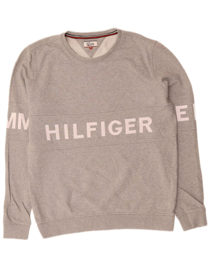 TOMMY HILFIGER Herren Grafik Sweatshirt Pullover XL Grau Baumwolle