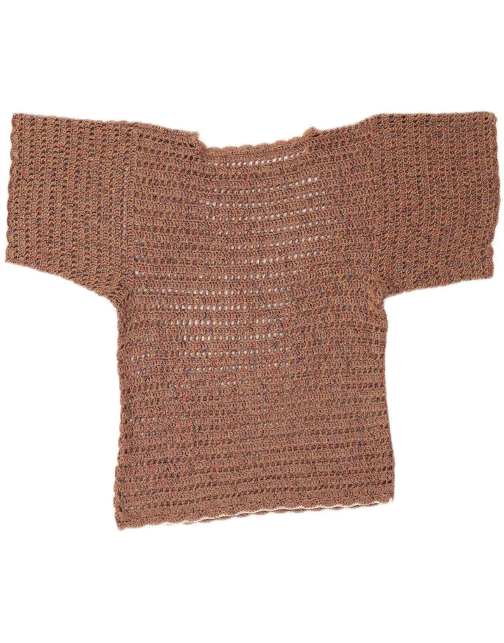 Vintage Damen Häkelbluse Top UK 18 XL Braun