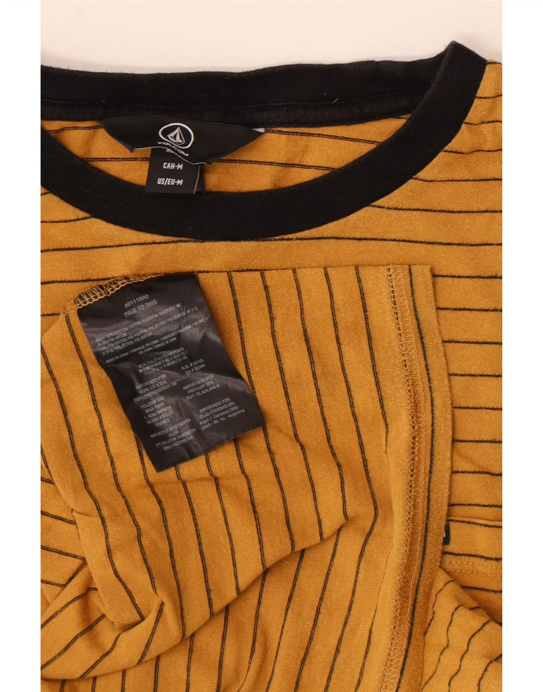 Volcom Herren T-Shirt Top Mittelgelb gestreift aus Baumwolle