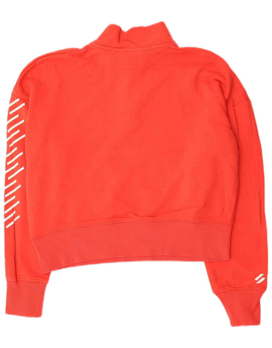 Superdry Damen Crop Zip Neck Sweatshirt Pullover UK 12 Mittelorange Baumwolle