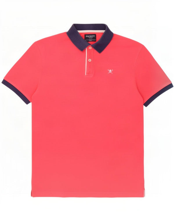 Hackett Mens Slim Fit Polo Shirt Medium Pink Cotton