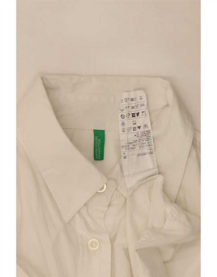 Benetton Damen-Hemd UK 14 aus mittelweißer Baumwolle