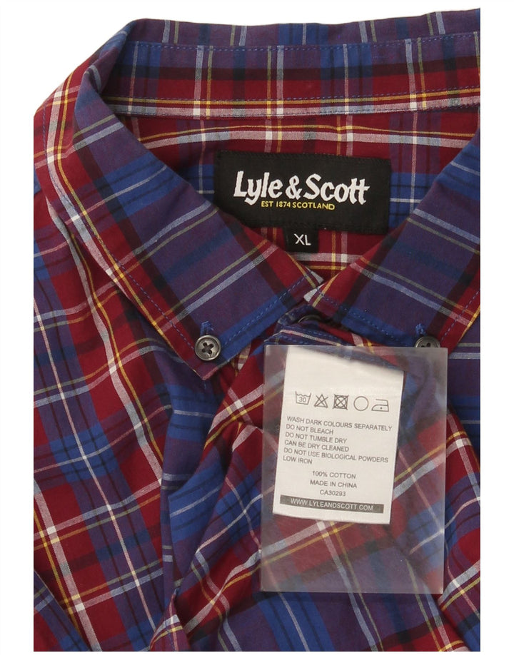 Lyle & Scott Herrenhemd XL, blau kariert, Baumwolle