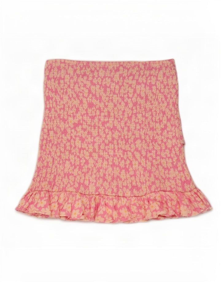 Zara Damen Mini-Rüschenrock, klein, W26, rosa geblümt