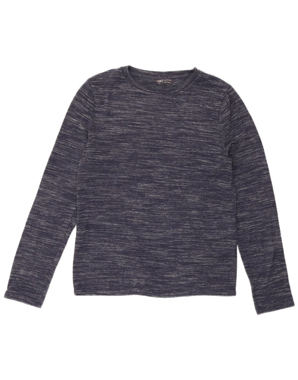 Marks & Spencer Damen Top Langarm UK 10 Small Marineblau meliert