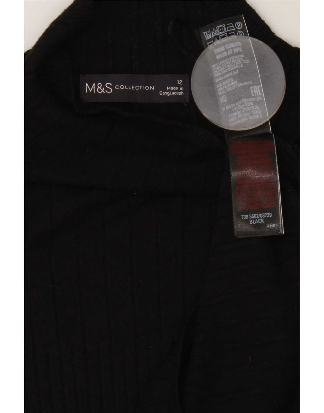 Marks & Spencer Rollkragenpullover für Damen, UK 12, mittlere schwarze Viskose