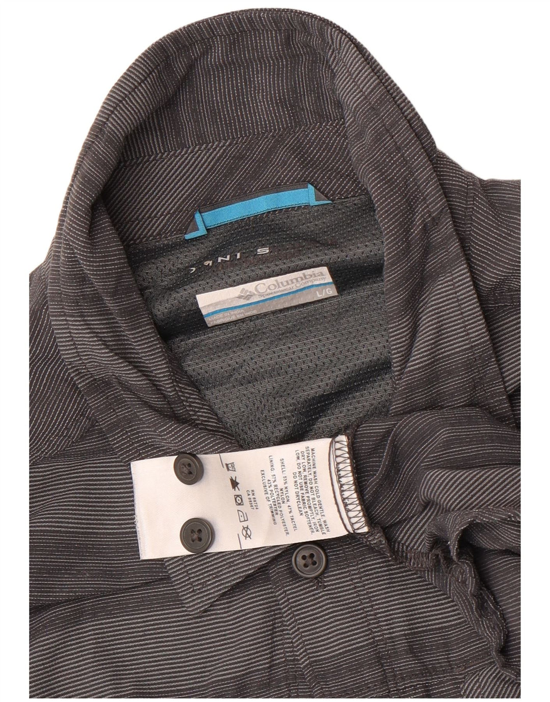 Columbia Herrenhemd, großes, grau gestreiftes Nylon