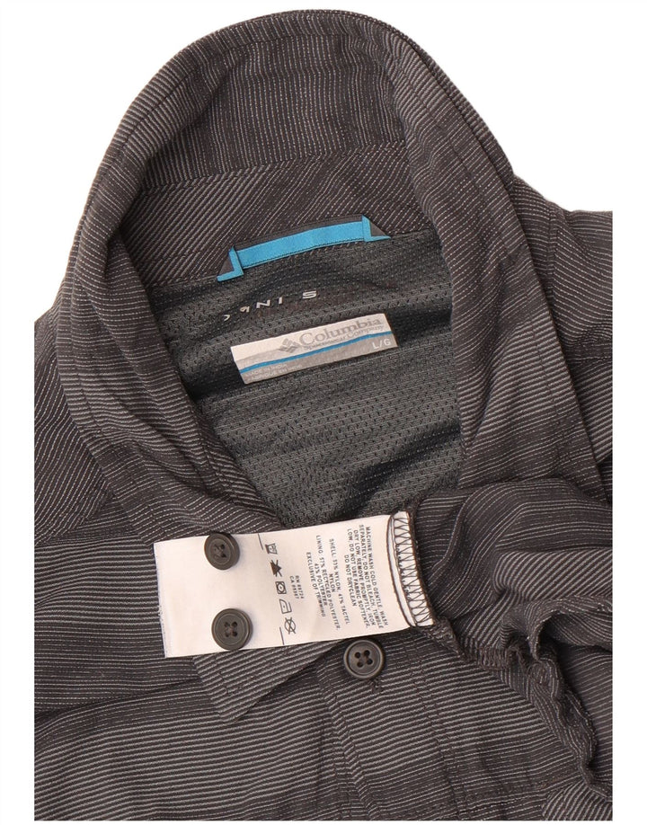 Columbia Herrenhemd, großes, grau gestreiftes Nylon