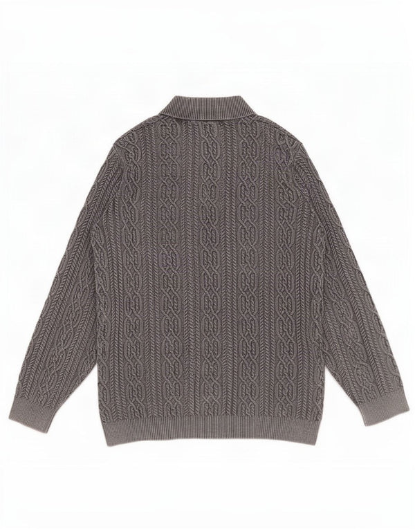 Joe Browns Herren-Pullover mit Knopfkragen, 2XL, graue Baumwolle