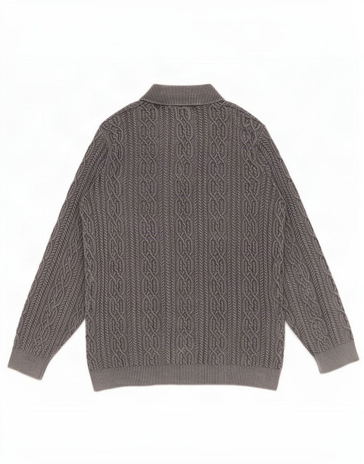 Joe Browns Herren-Pullover mit Knopfkragen, 2XL, graue Baumwolle