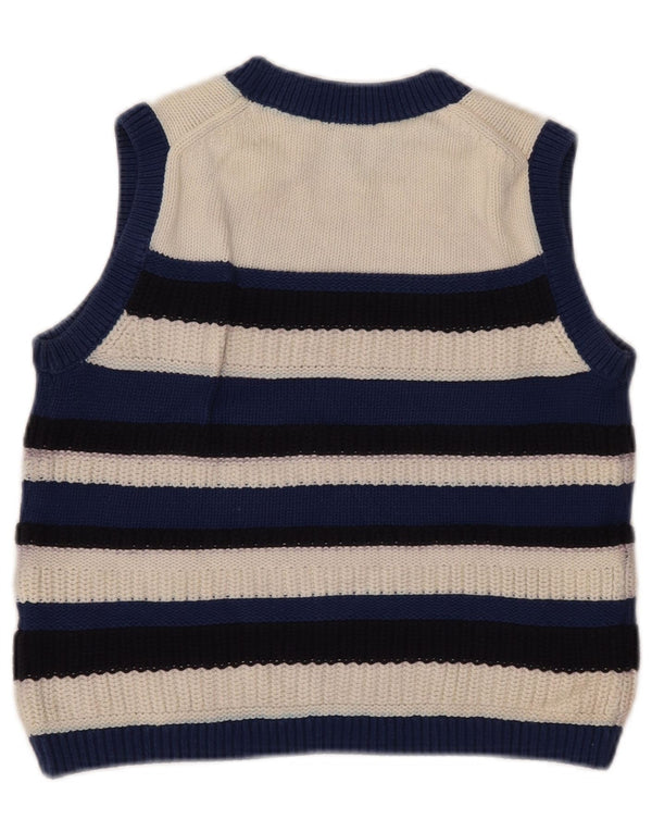 Cos Damen Crop Vest Tank Top UK 6 XS Marineblau gestreift aus Baumwolle