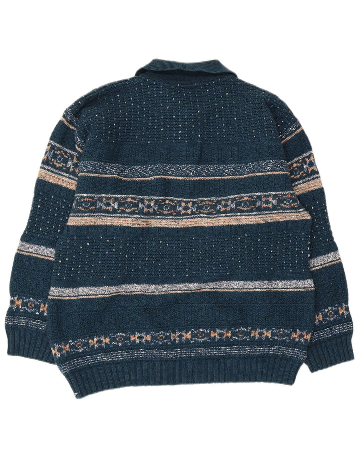 North Pole Herren-Pullover mit Rollkragen, Mittelblau, Fair-Isle-Wolle