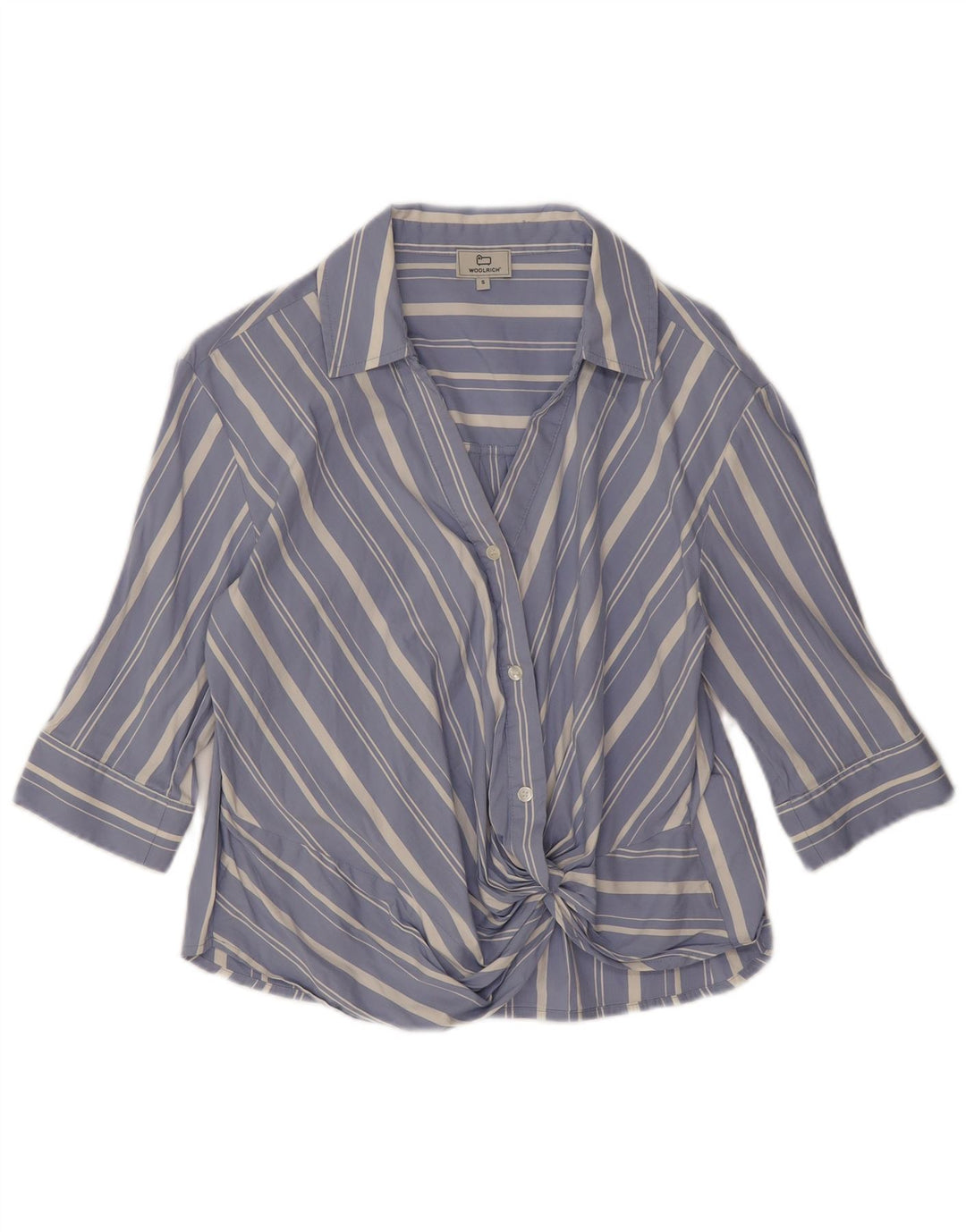 Woolrich Damen-Hemdbluse mit 3/4-Ärmeln, übergroß, Gr. 10, klein, blau gestreift