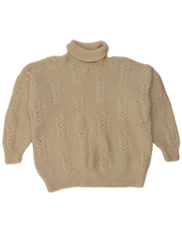 Vintage Damen Crop Rollkragenpullover Pullover UK 20 2XL Off White