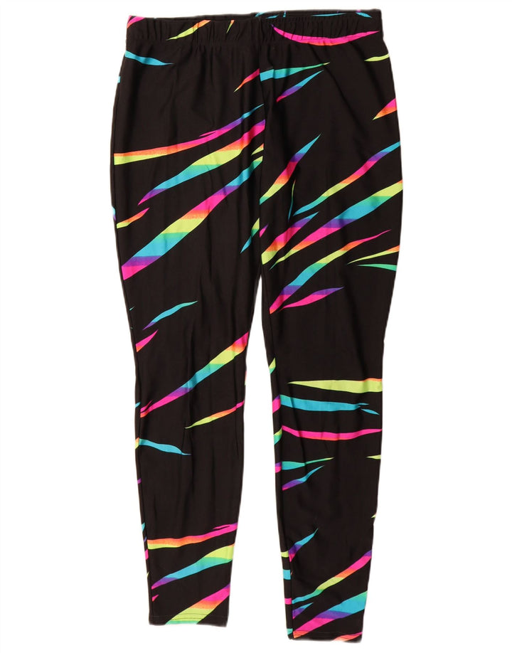 Rodeo Damen Leggings UK 14 Großes schwarz gestreiftes Nylon