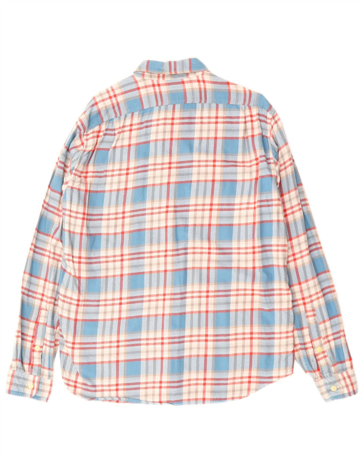 J. CREW Herren-Flanellhemd mit schmaler Passform, groß, blau kariert, Baumwolle