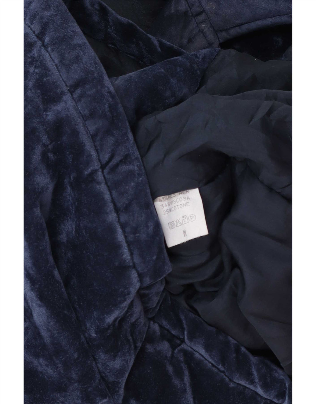 Vintage Damen Übergroßer Samt-Windbreaker-Mantel UK 14 Medium Navy Blue