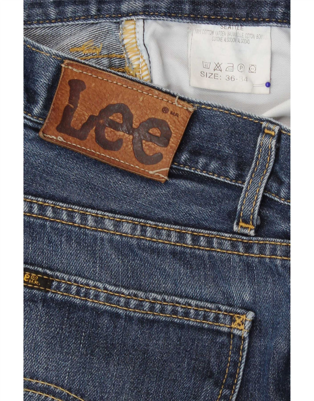 Lee Herren Regular Straight Jeans W36 L34 Blaue Baumwolle