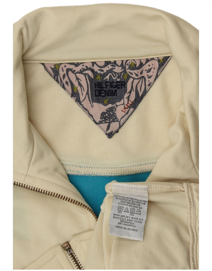 TOMMY HILFIGER Damen-Trainingsanzug-Oberteiljacke UK 10 Small Beige Colourblock